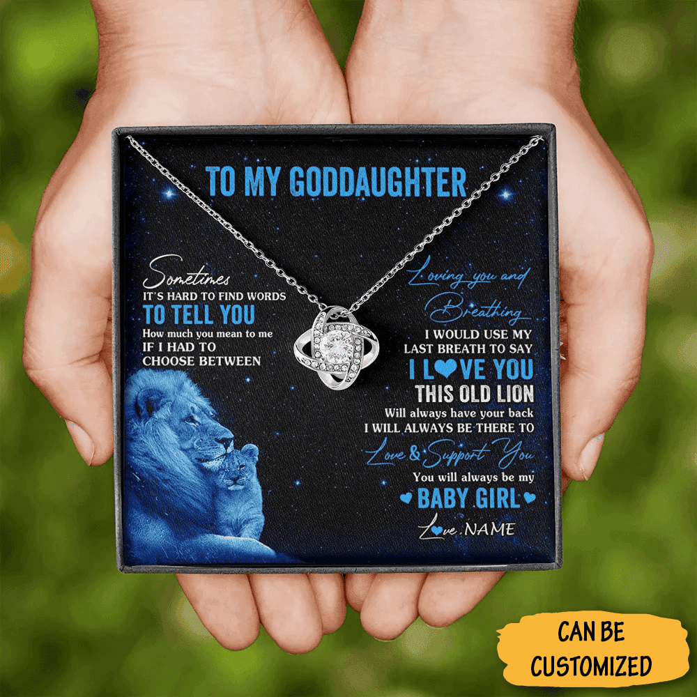 Custom To My Goddaughter Necklace Silver Love Knot Necklace Goddaughter Jewelry Gifts Xmas Holiday
