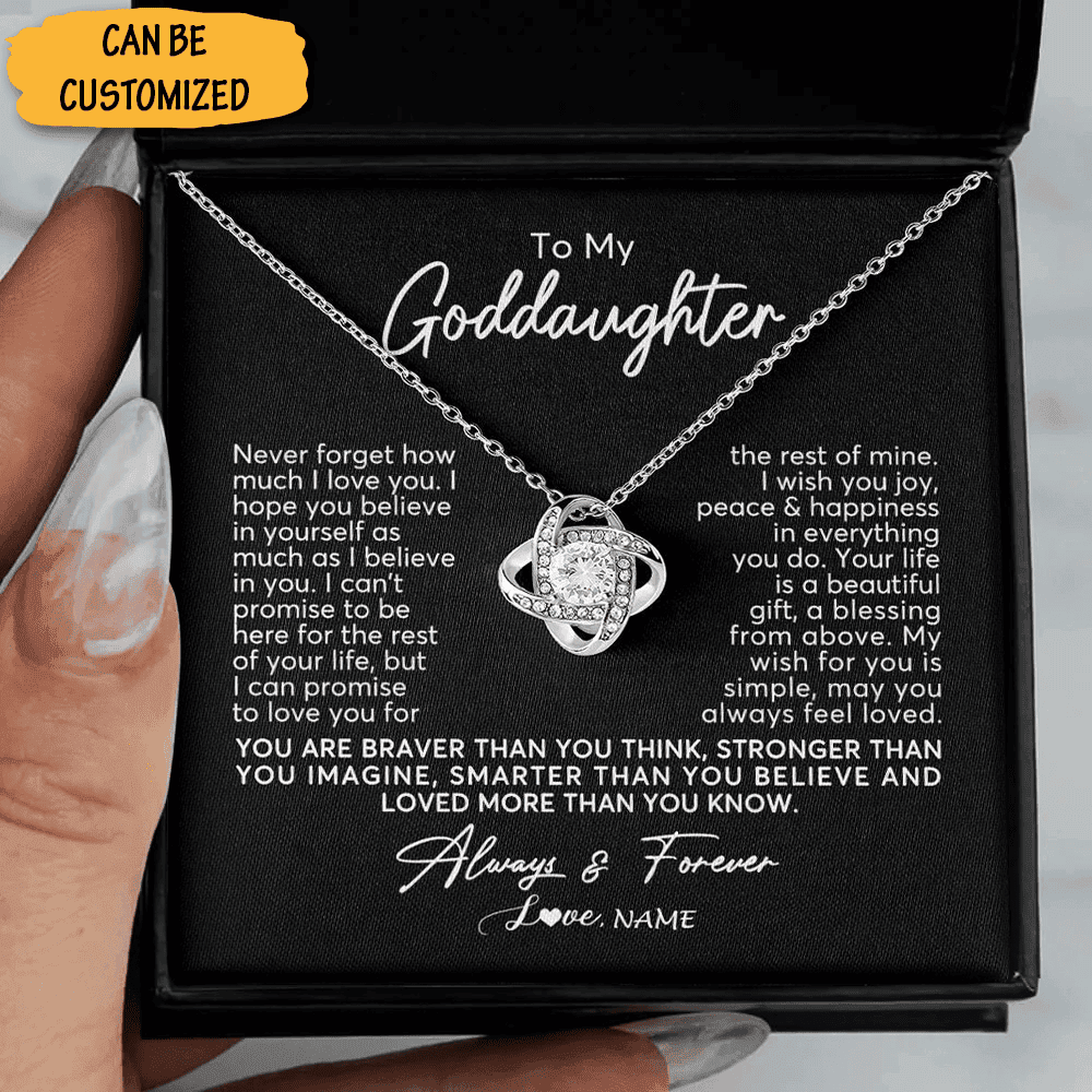 Custom To My Goddaughter Necklace Silver Love Knot Necklace Goddaughter Teenage Goddaughter Gifts Custom To My Goddaughter Necklace Silver Love Knot Necklace Goddaughter Teenage Goddaughter Gifts