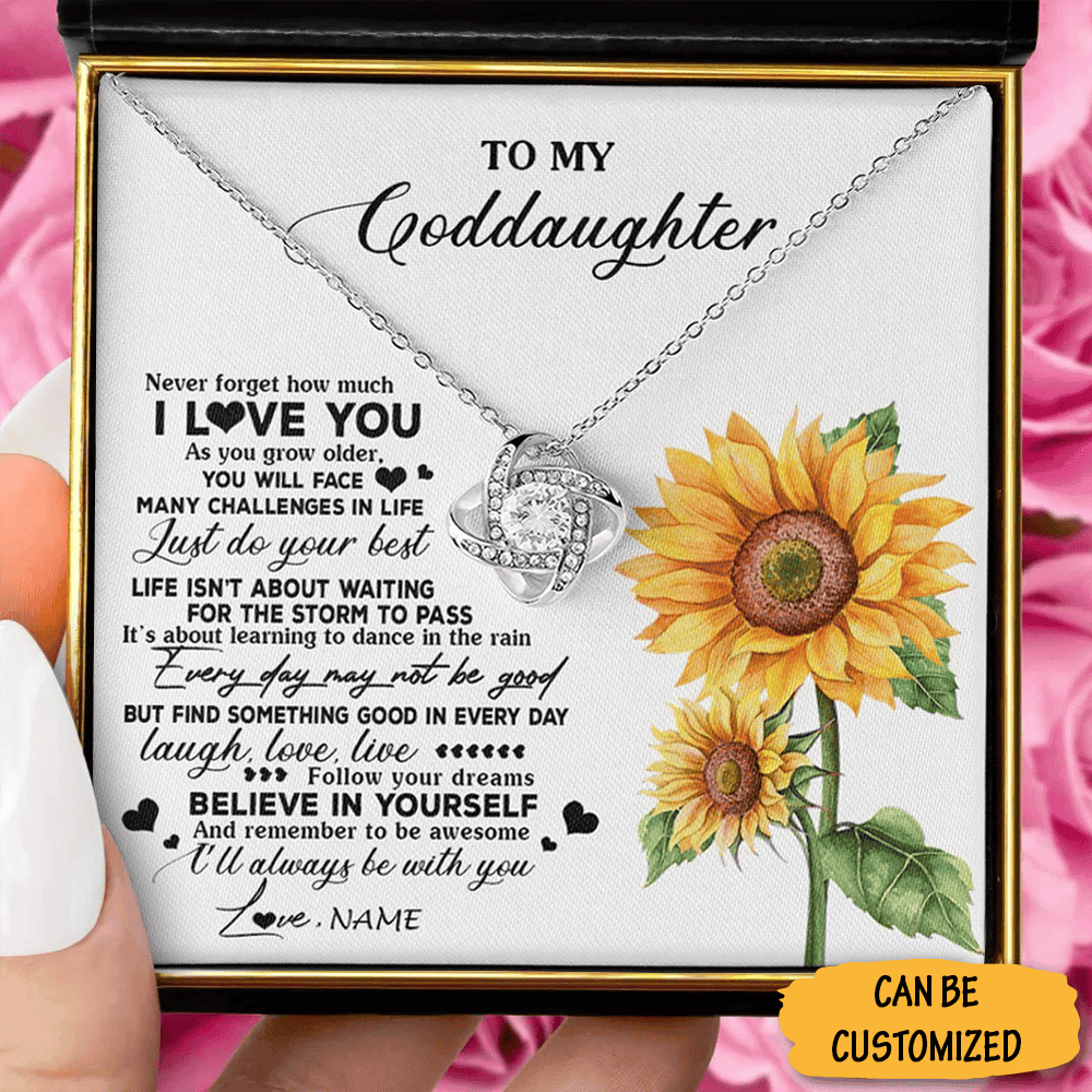 Custom To My Goddaughter Necklace Silver Love Knot Necklace Graduation Gift Ideas For Goddaughter Custom To My Goddaughter Necklace Silver Love Knot Necklace Graduation Gift Ideas For Goddaughter