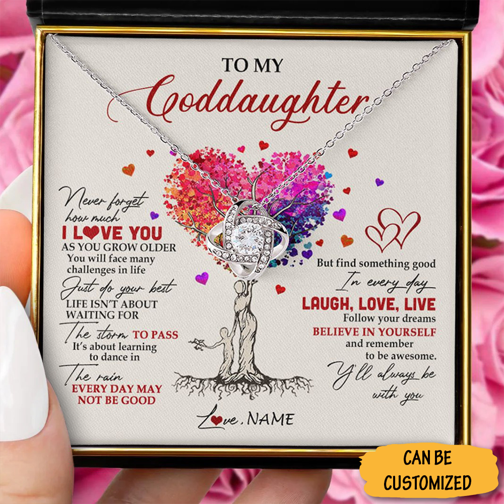 Custom To My Goddaughter Necklace Silver Love Knot Necklace Keepsake Christmas Gifts From Godparents Custom To My Goddaughter Necklace Silver Love Knot Necklace Keepsake Christmas Gifts From Godparents