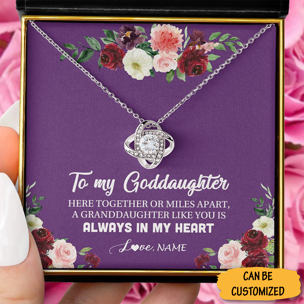 Custom To My Goddaughter Necklace Silver Love Knot Necklace Sweet 16 Gift Ideas For Goddaughter