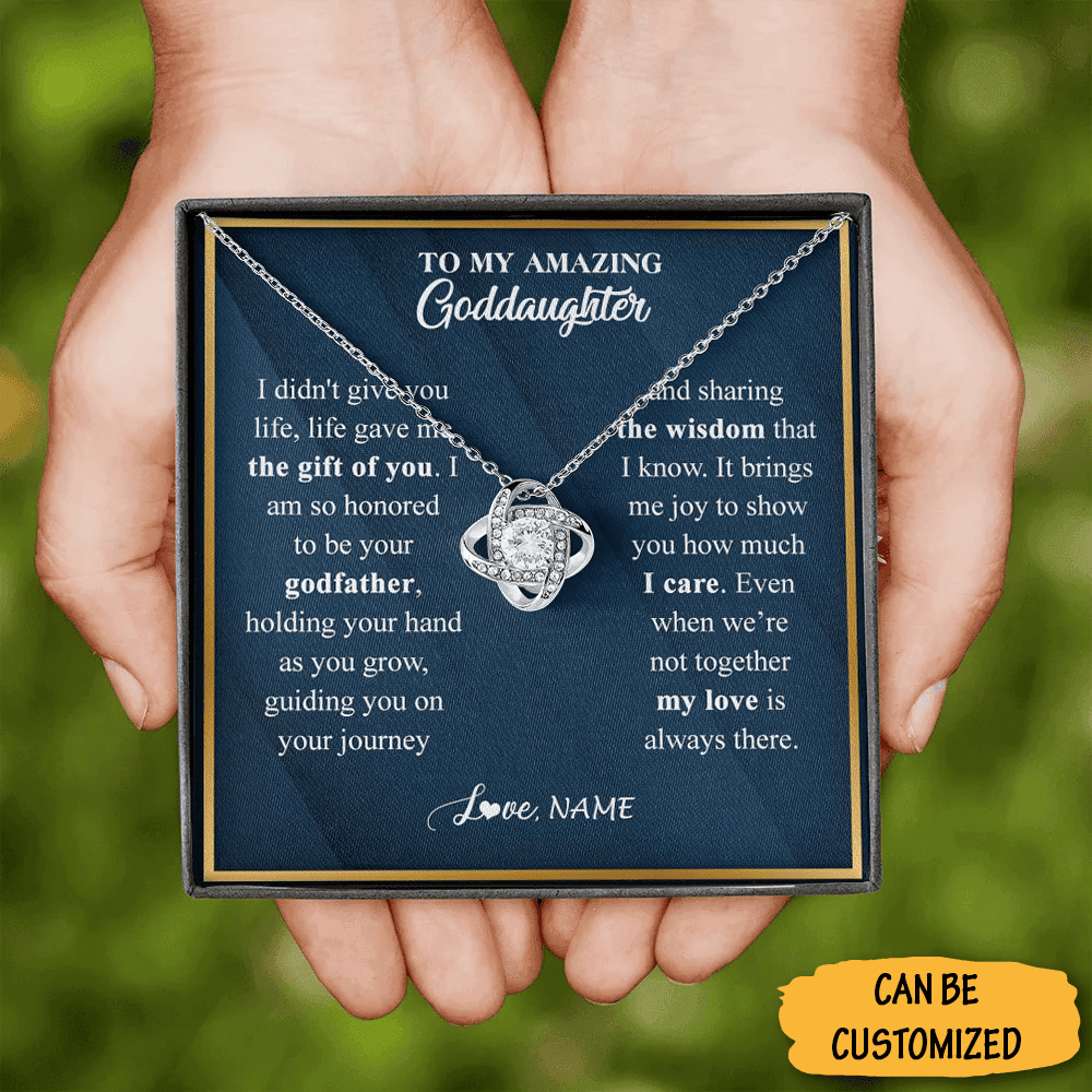 Custom To My Goddaughter Necklace Silver Love Knot Necklace With Meaningful Message Card Special Gifts