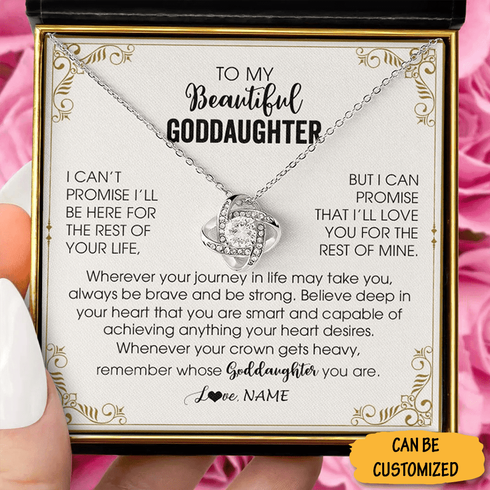 Custom To My Goddaughter Necklace Sterling Silver Love Knot Pendant Necklace Goddaughter 18Th Birthday Gifts