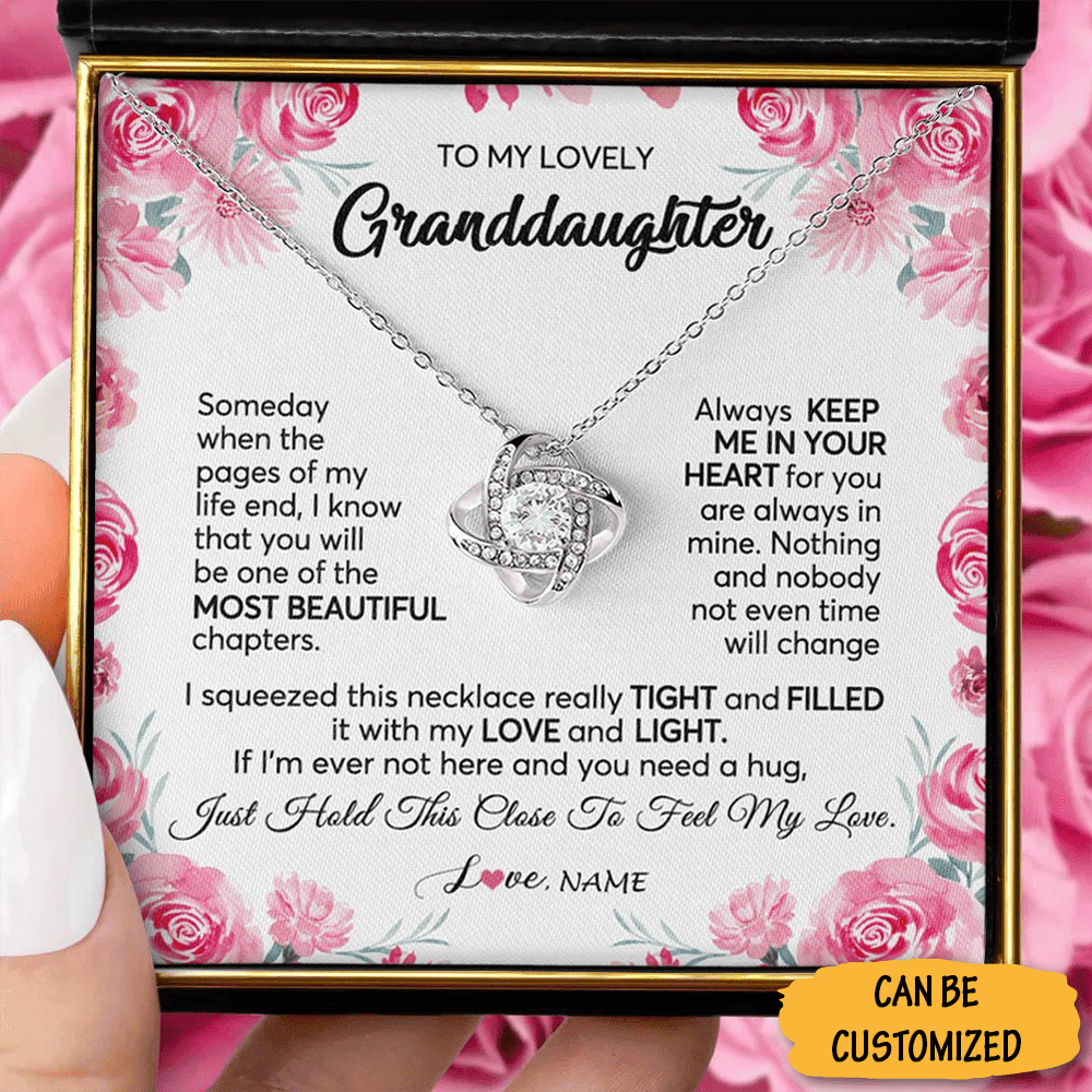 Custom To My Granddaughter Necklace Sterling Silver Love Knot Necklace Special Gift For Great Granddaughter