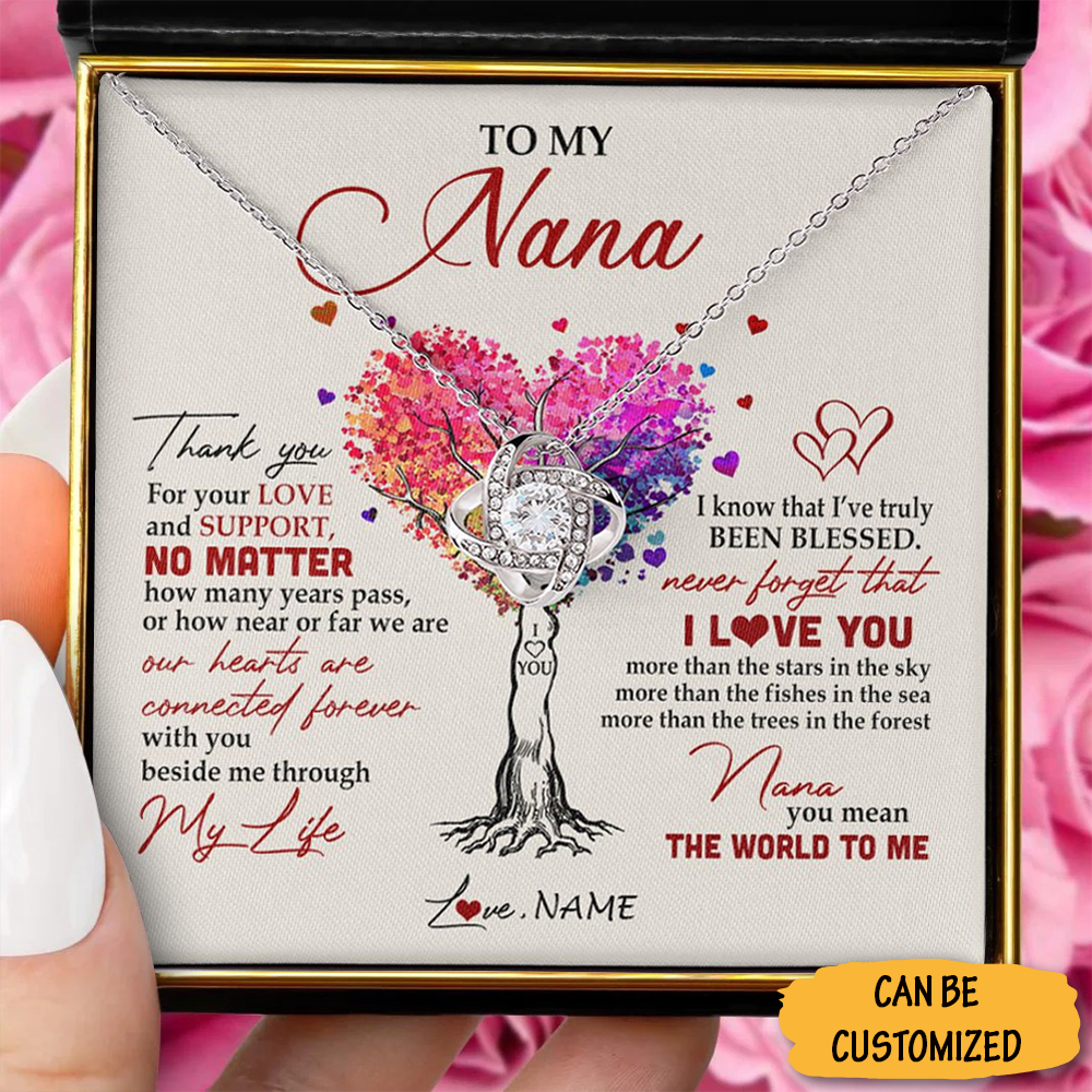 Custom To My Nanny Necklace Sterling Silver Love Knot Necklace For Nanny Gifts From Mom