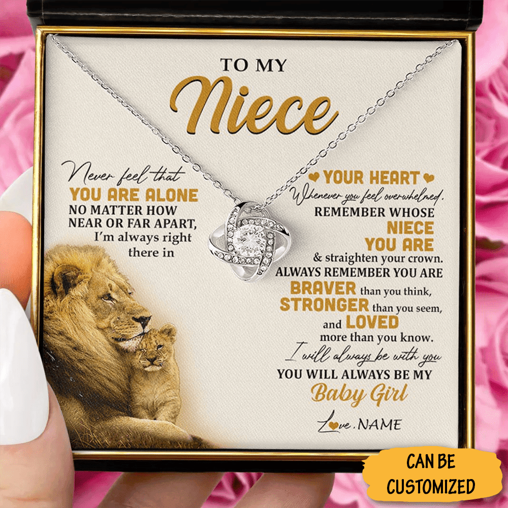 Custom To My Niece Love Knot Necklace From Uncle This Lion Necklace Gift Message Sentimental Custom To My Niece Love Knot Necklace From Uncle This Lion Necklace Gift Message Sentimental