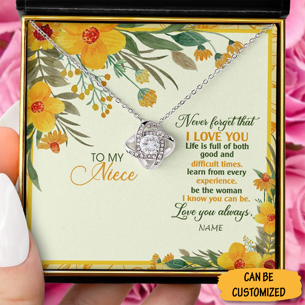 Custom To My Niece Love Knot Necklace Sterling Silver Message For Giving A Necklace Personalized Gifts For Niece Custom To My Niece Love Knot Necklace Sterling Silver Message For Giving A Necklace Personalized Gifts For Niece