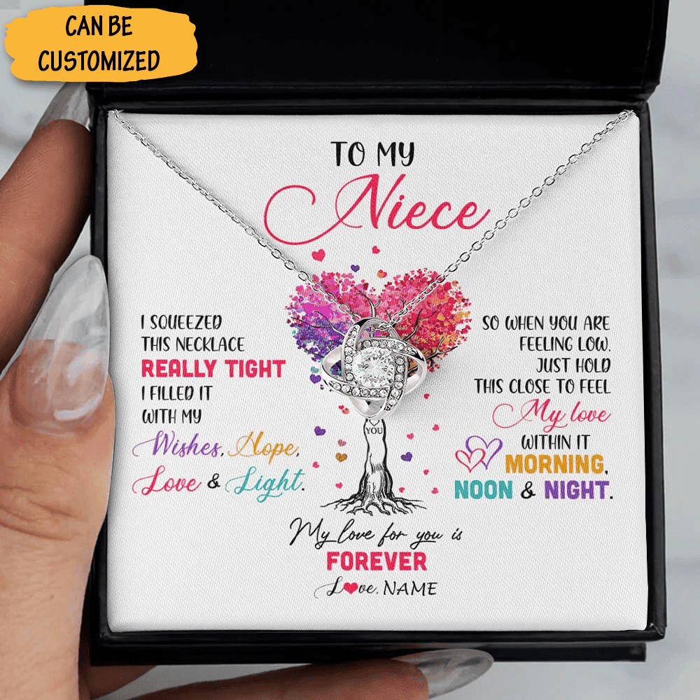 Custom To My Niece Necklace Silver Love Knot Necklace Love Message Sentimental Wedding Gift For Niece Custom To My Niece Necklace Silver Love Knot Necklace Love Message Sentimental Wedding Gift For Niece