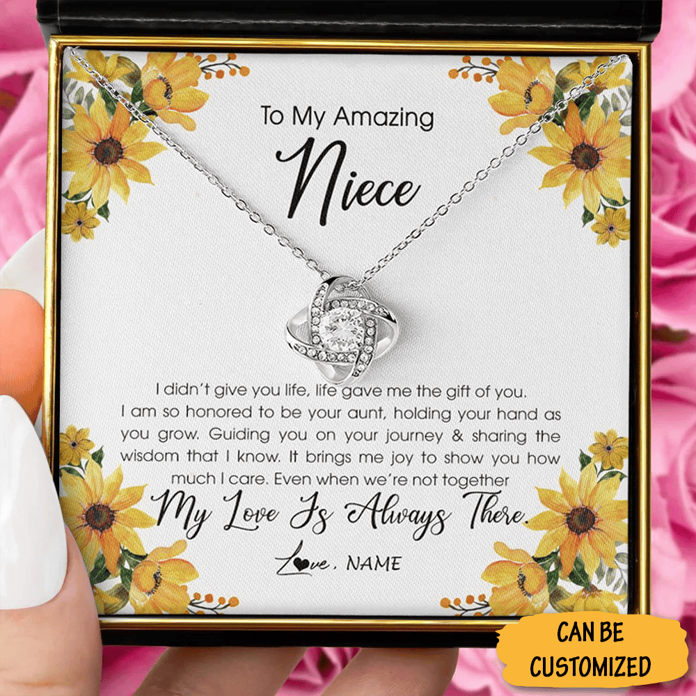 Custom To My Niece Necklace Sterling Silver Love Knot Pendant Necklace Valentine's Day Gifts For Niece Custom To My Niece Necklace Sterling Silver Love Knot Pendant Necklace Valentine's Day Gifts For Niece