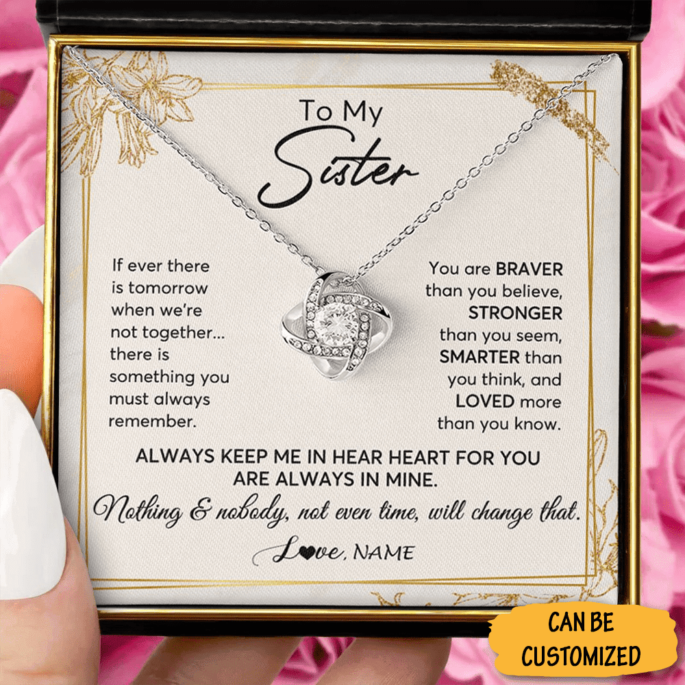 Custom To My Sister Love Knot Necklace With Messages Jewelry Necklaces Box Christmas Presents For Sister