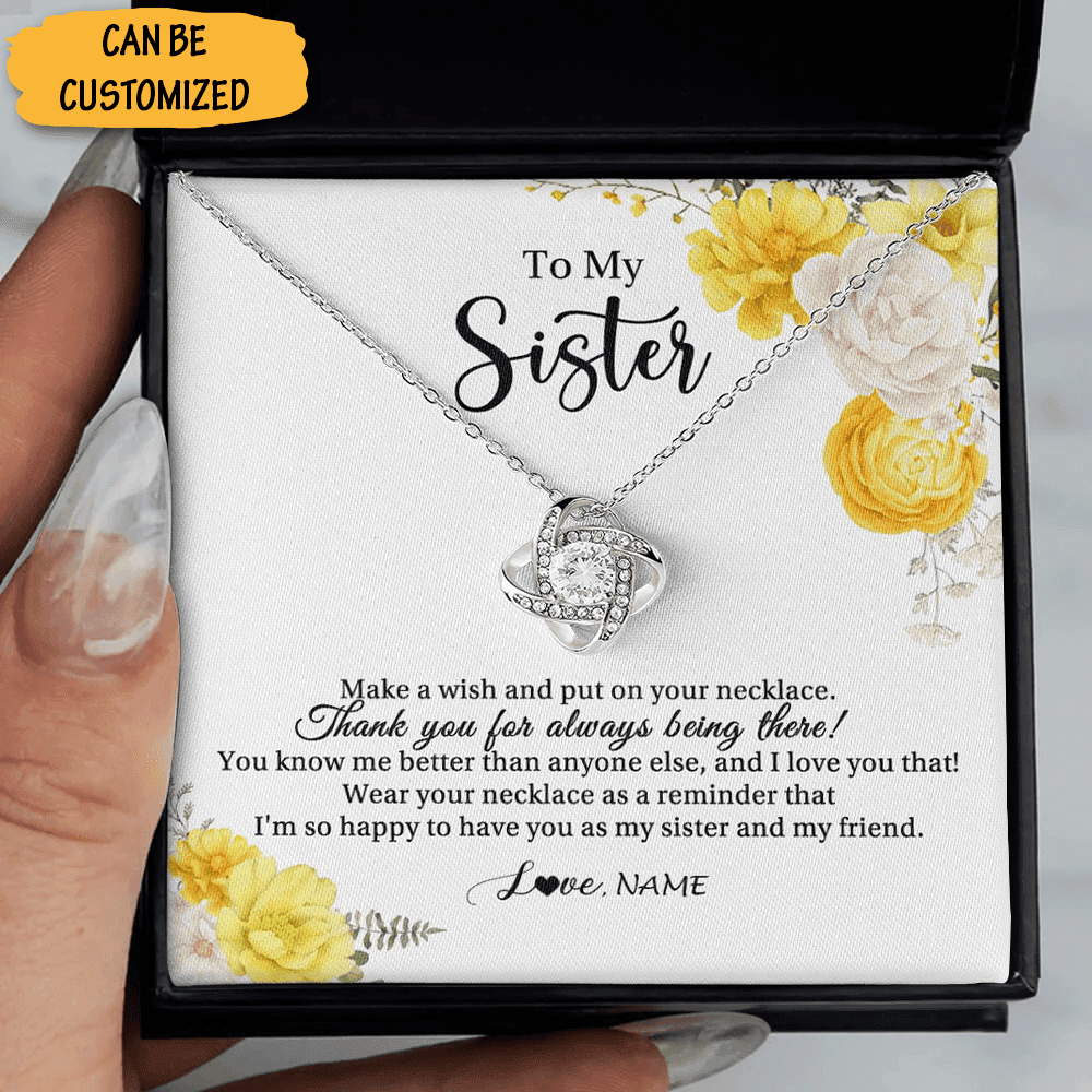 Custom To My Sister Necklace Sterling Silver Love Knot Pendant Necklace Unique Birthday Gifts For Sister Custom To My Sister Necklace Sterling Silver Love Knot Pendant Necklace Unique Birthday Gifts For Sister