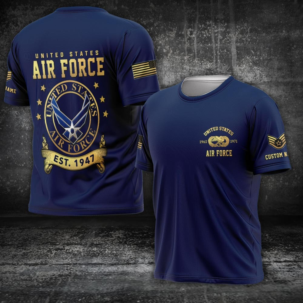 Custom US Air Force Badge Shirt Pride Military USAF T-Shirt Gifts For Veterans