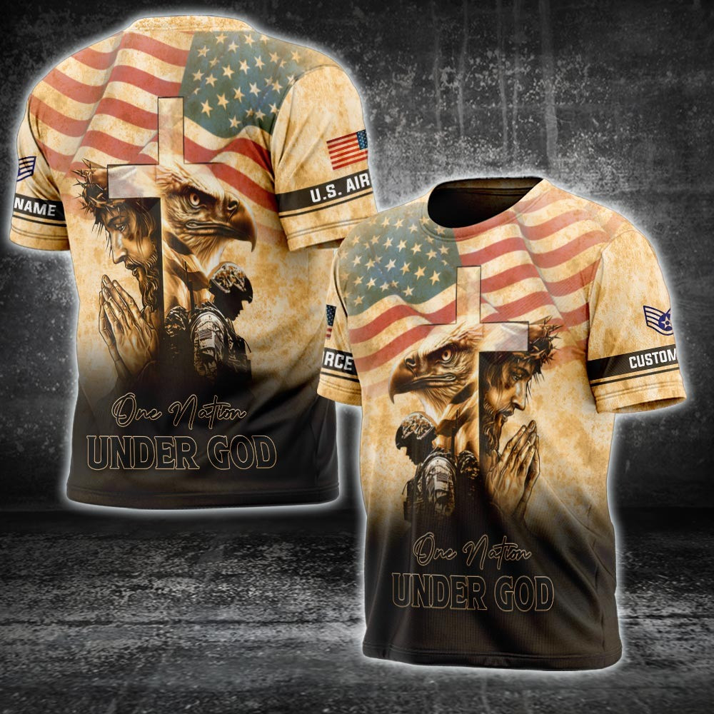 Custom US Air Force Shirt One Nation Under God T-Shirt Proud Air Force Patriotic Merch Custom US Air Force Shirt One Nation Under God T-Shirt Proud Air Force Patriotic Merch