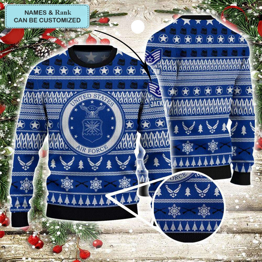 Custom U.S Air Force Ugly Christmas Sweater USAF Air Force Veteran Gift Ideas Custom U.S Air Force Ugly Christmas Sweater USAF Air Force Veteran Gift Ideas