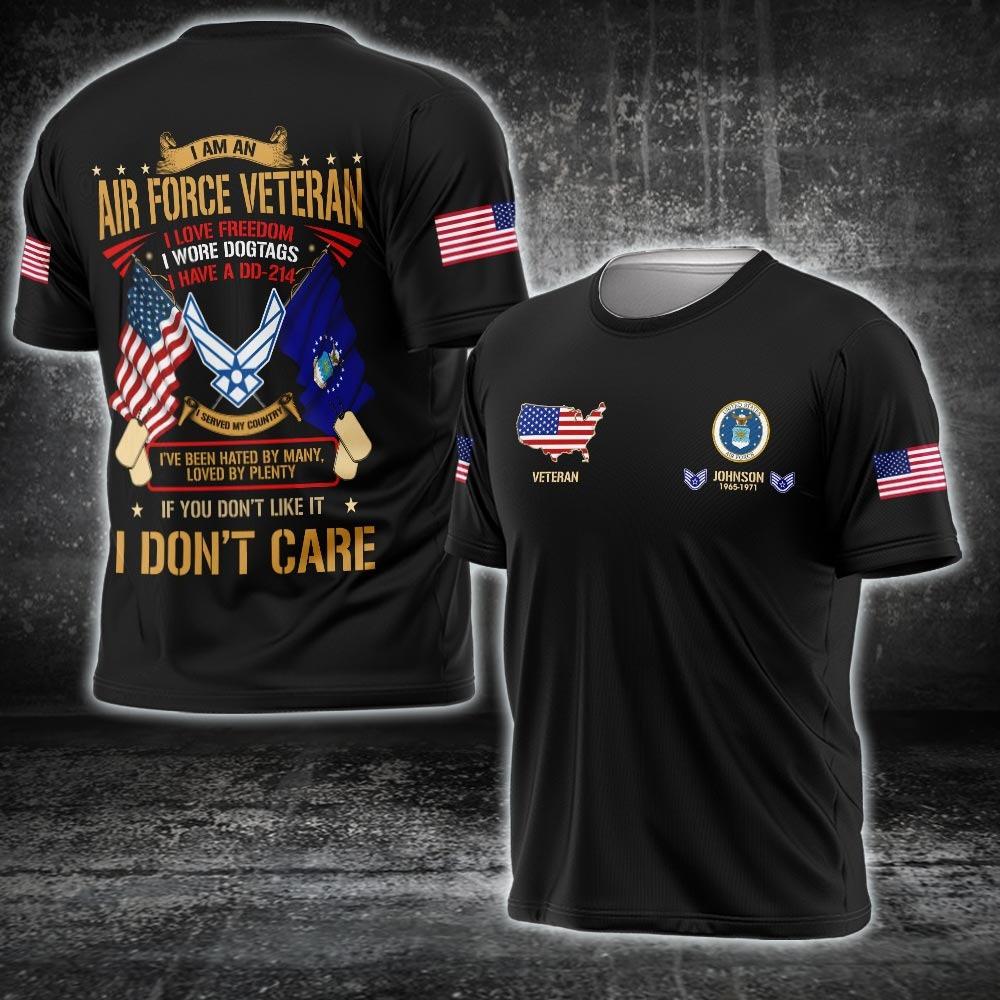 Custom US Air Force Veteran Shirt I Am An Air Force Veteran T-Shirt Gifts For Military Dad