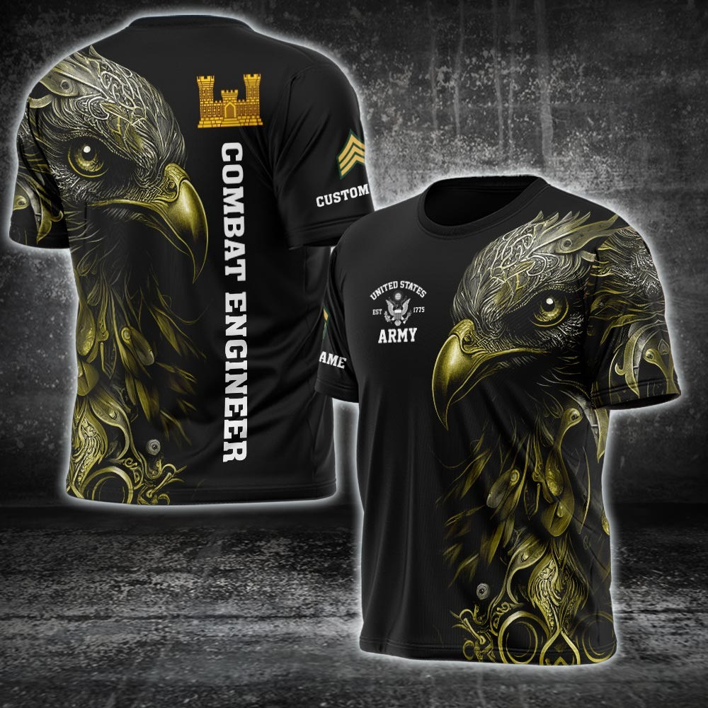 Custom US Army Branch Shirt Eagle Combat Engineer Military T-Shirt Gifts For Him Custom US Army Branch Shirt Eagle Combat Engineer Military T-Shirt Gifts For Him