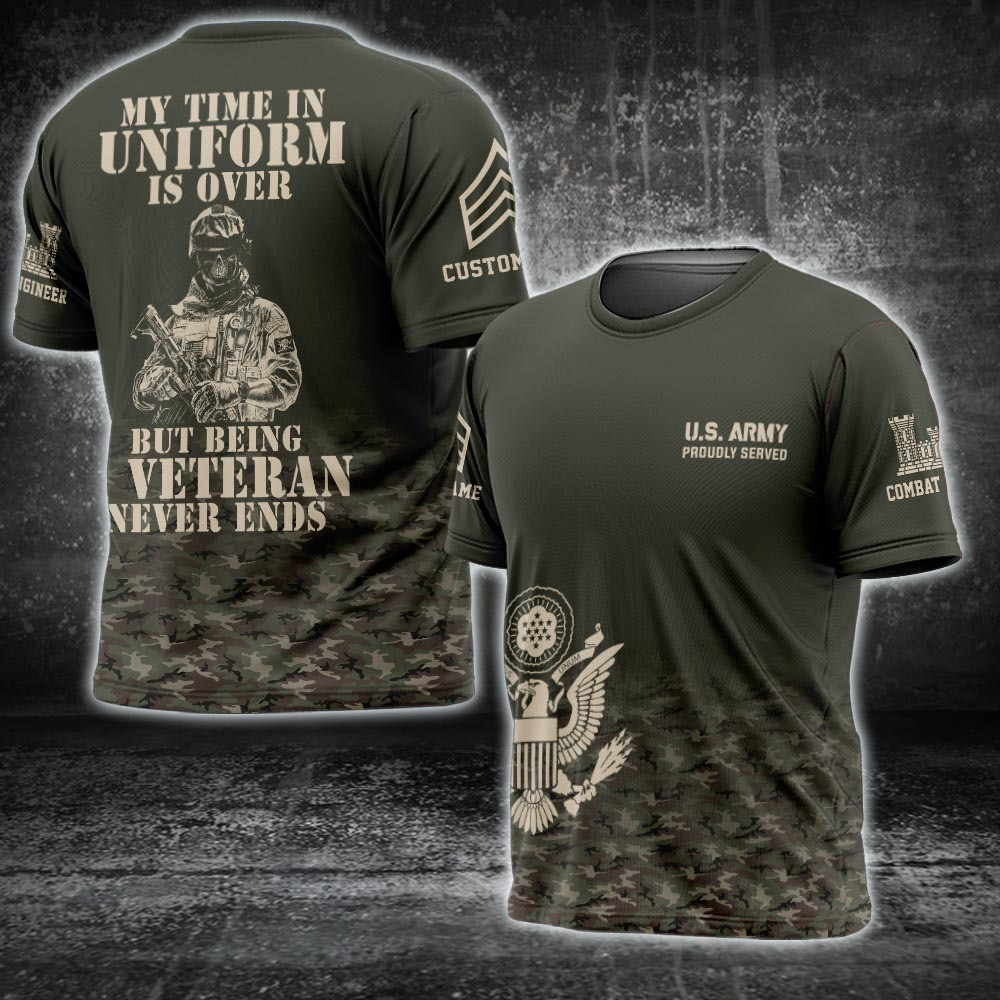 Custom US Army Branch Shirt Proudly Served Veteran T-Shirt My Time In Uniform Is Over Custom US Army Branch Shirt Proudly Served Veteran T-Shirt My Time In Uniform Is Over