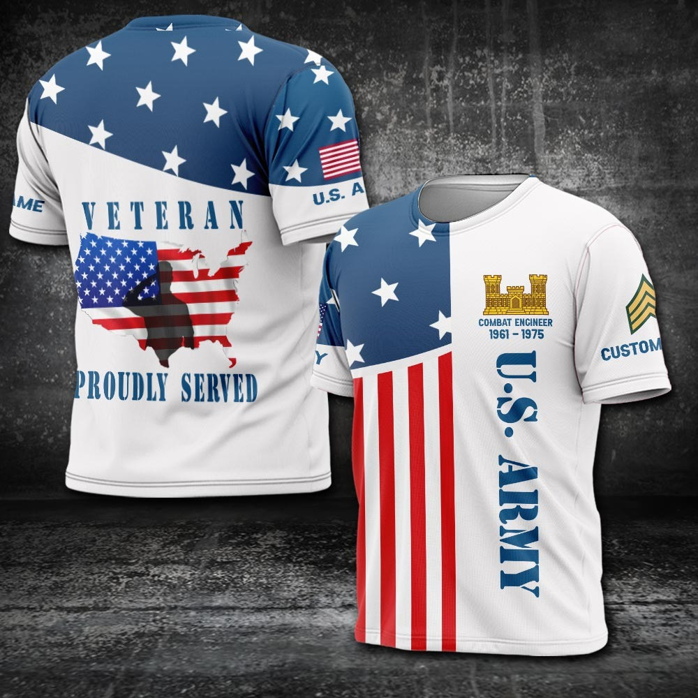 Custom US Army Branch Shirt Proudly Served Veteran T-Shirt Patriotic Merch Gifts For Veterans