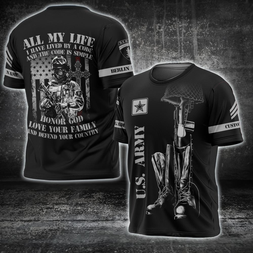Custom US Army Division Shirt Berlin Brigade Army T-Shirt All My Life I Have Lived By A Code Custom US Army Division Shirt Berlin Brigade Army T-Shirt All My Life I Have Lived By A Code