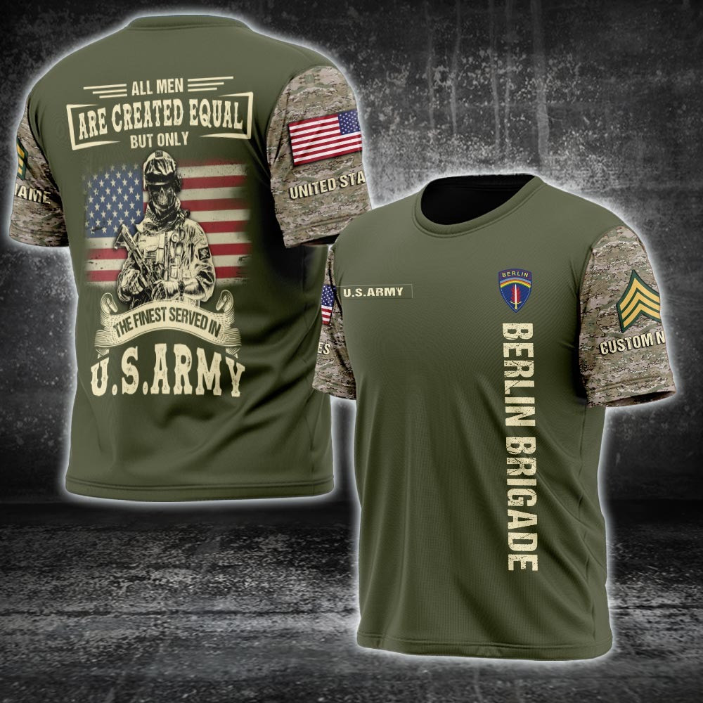 Custom US Army Division Shirt Berlin Brigade Military T-Shirt The Finest Served In US Army