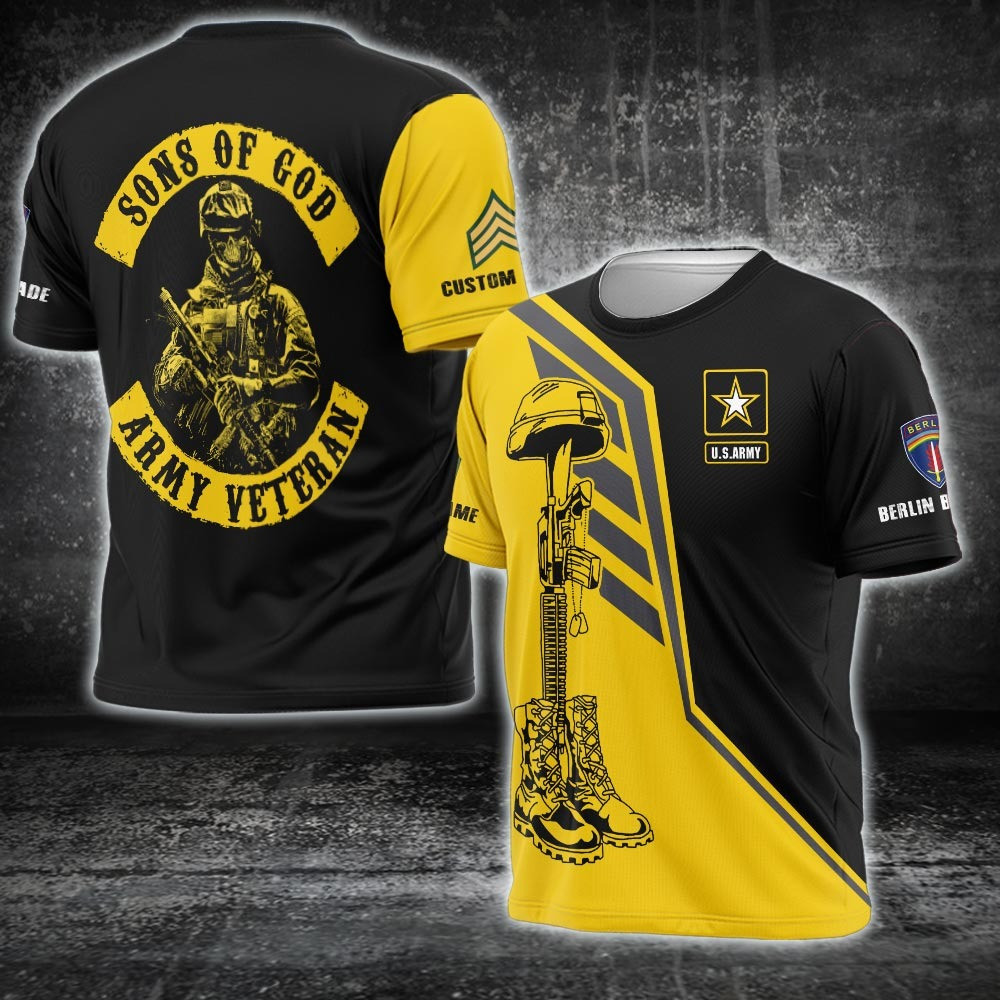Custom US Army Division Shirt Sons Of God Army Veteran T-Shirt Berlin Brigade Military Clothing Custom US Army Division Shirt Sons Of God Army Veteran T-Shirt Berlin Brigade Military Clothing