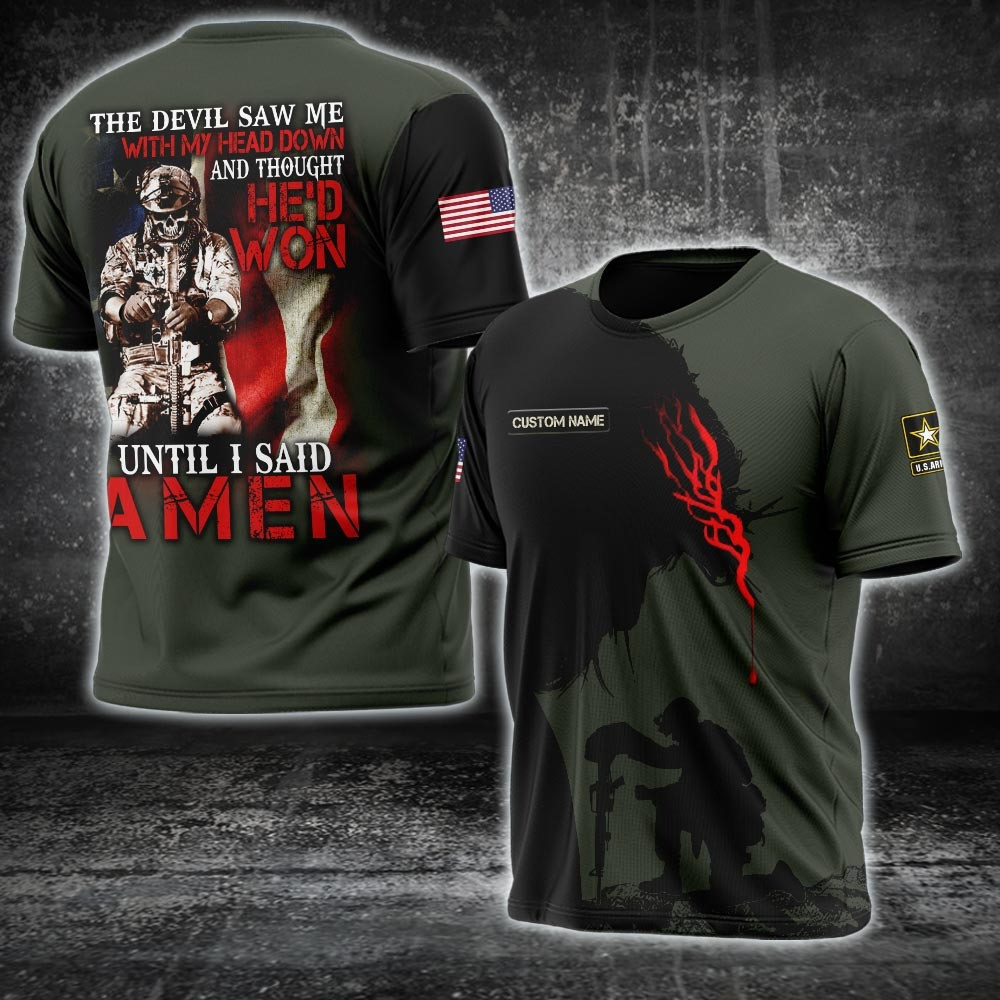 Custom US Army He'd Won Until I Said A Men Shirt Pride Military Christian T-Shirt Gifts For Him Custom US Army He'd Won Until I Said A Men Shirt Pride Military Christian T-Shirt Gifts For Him