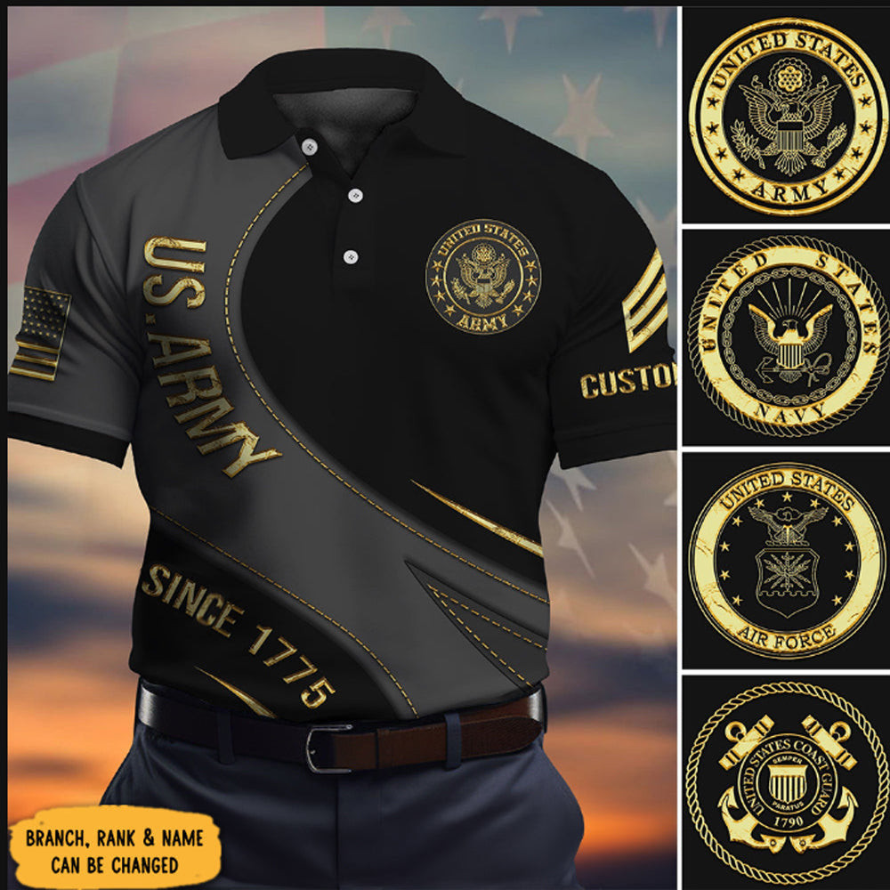 Custom US Army Polo Shirt United States US Army Golf Shirt Gift Ideas For Veterans