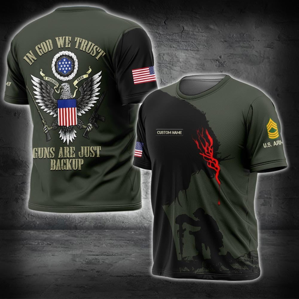 Custom US Army Shirt In God We Trust Guns Are Just Backup T-Shirt Military Gifts For Him Custom US Army Shirt In God We Trust Guns Are Just Backup T-Shirt Military Gifts For Him
