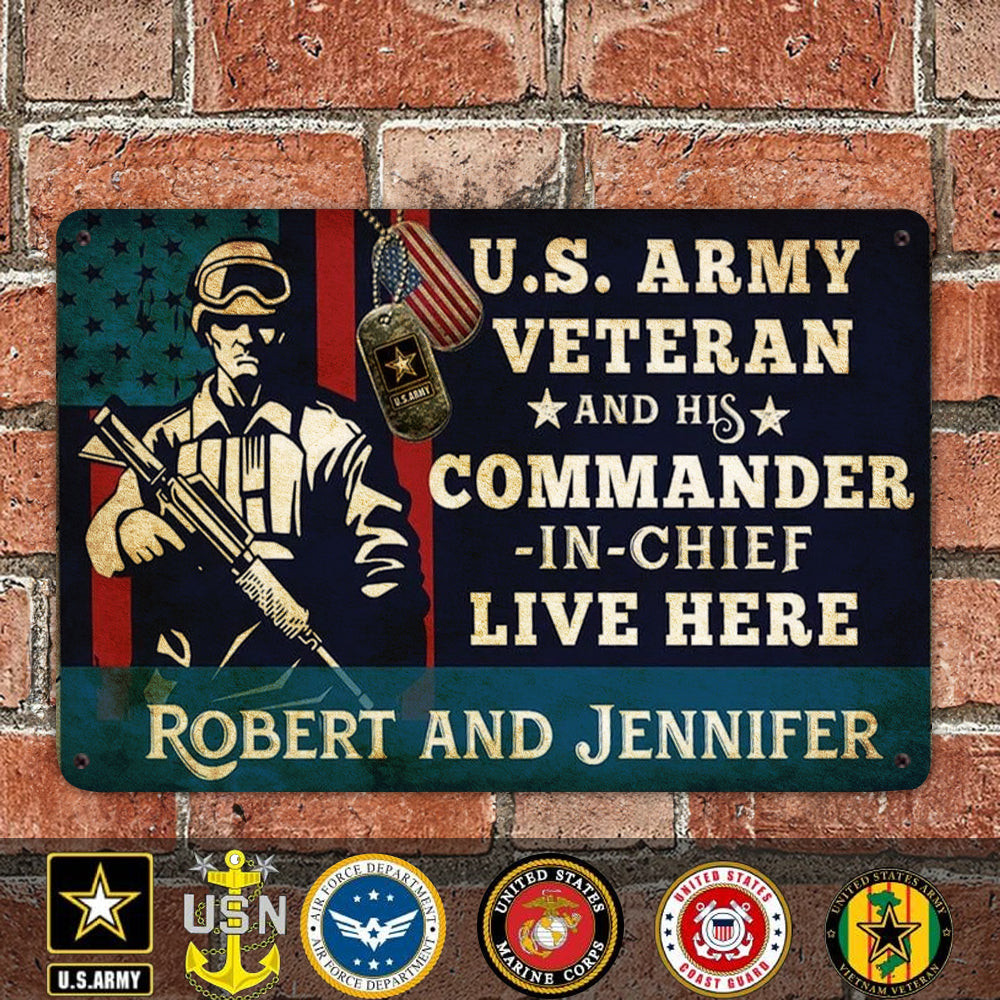 Custom US Army Veteran And His Commander-In-Chief Metal Sign Veteran Day Ideas Hanging Sign Custom US Army Veteran And His Commander-In-Chief Metal Sign Veteran Day Ideas Hanging Sign