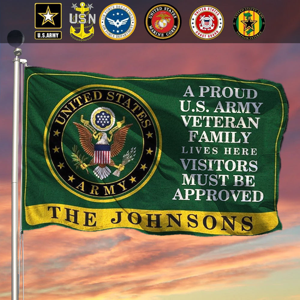 Custom U.S Army Veteran Lives Here Flag Yard Decorative Father's Day Gifts For Veterans Custom U.S Army Veteran Lives Here Flag Yard Decorative Father's Day Gifts For Veterans
