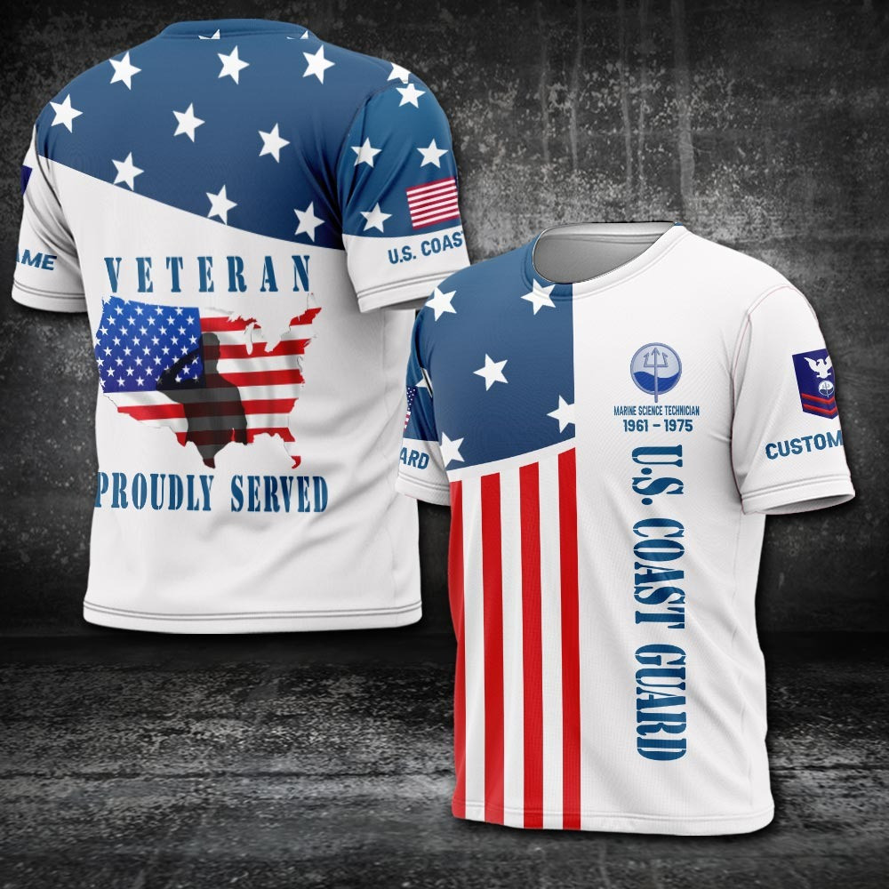 Custom US Coast Guard Rating Shirt Marine Science Technician T-Shirt Proudly Served Veteran