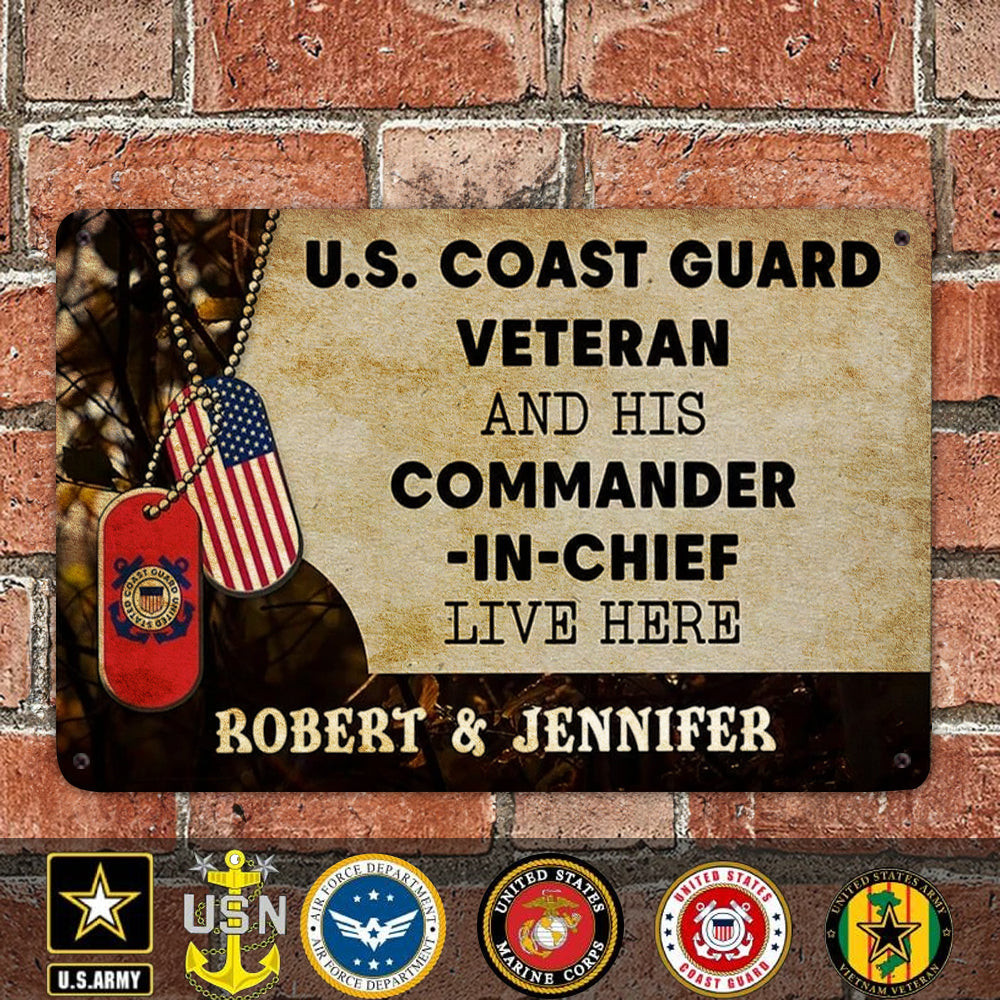 Custom US Coast Guard Veteran And His Commander-In-Chief Metal Sign Proud USCG Hanging Signs Custom US Coast Guard Veteran And His Commander-In-Chief Metal Sign Proud USCG Hanging Signs