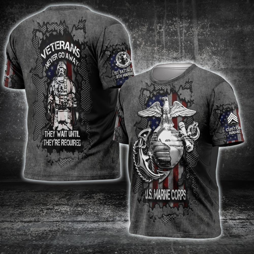 Custom US Marine Corps Battalion Shirt Veterans Never Go Away They Wait Until They're Required Custom US Marine Corps Battalion Shirt Veterans Never Go Away They Wait Until They're Required