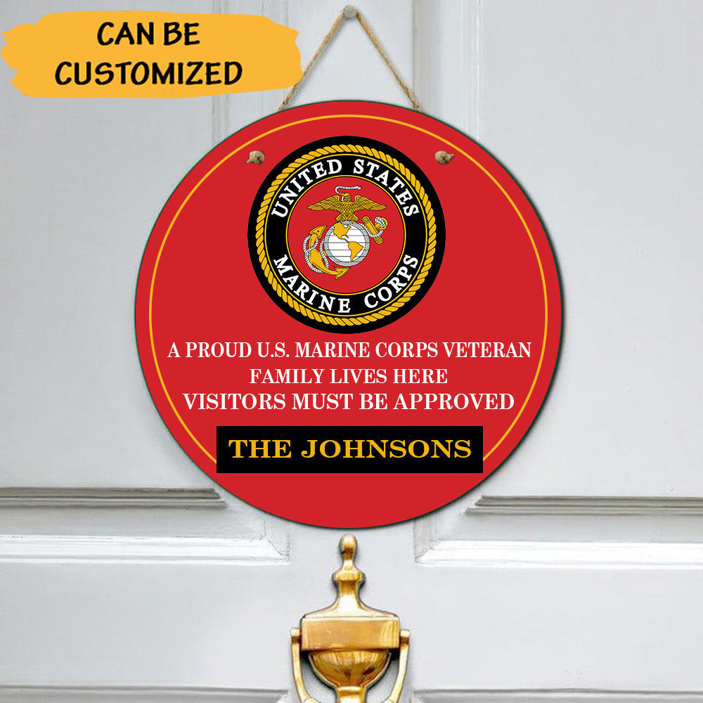 Custom U.S Marine Corps Veteran Family Lives Here Door Sign Decor USMC Veteran Gifts Custom U.S Marine Corps Veteran Family Lives Here Door Sign Decor USMC Veteran Gifts
