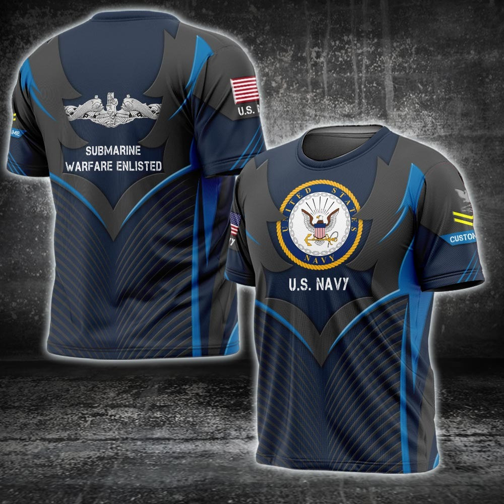 Custom US Navy Badge Shirt Submarine Warfare Enlisted Patriotic T-Shirt Proud Navy Merchandise Custom US Navy Badge Shirt Submarine Warfare Enlisted Patriotic T-Shirt Proud Navy Merchandise