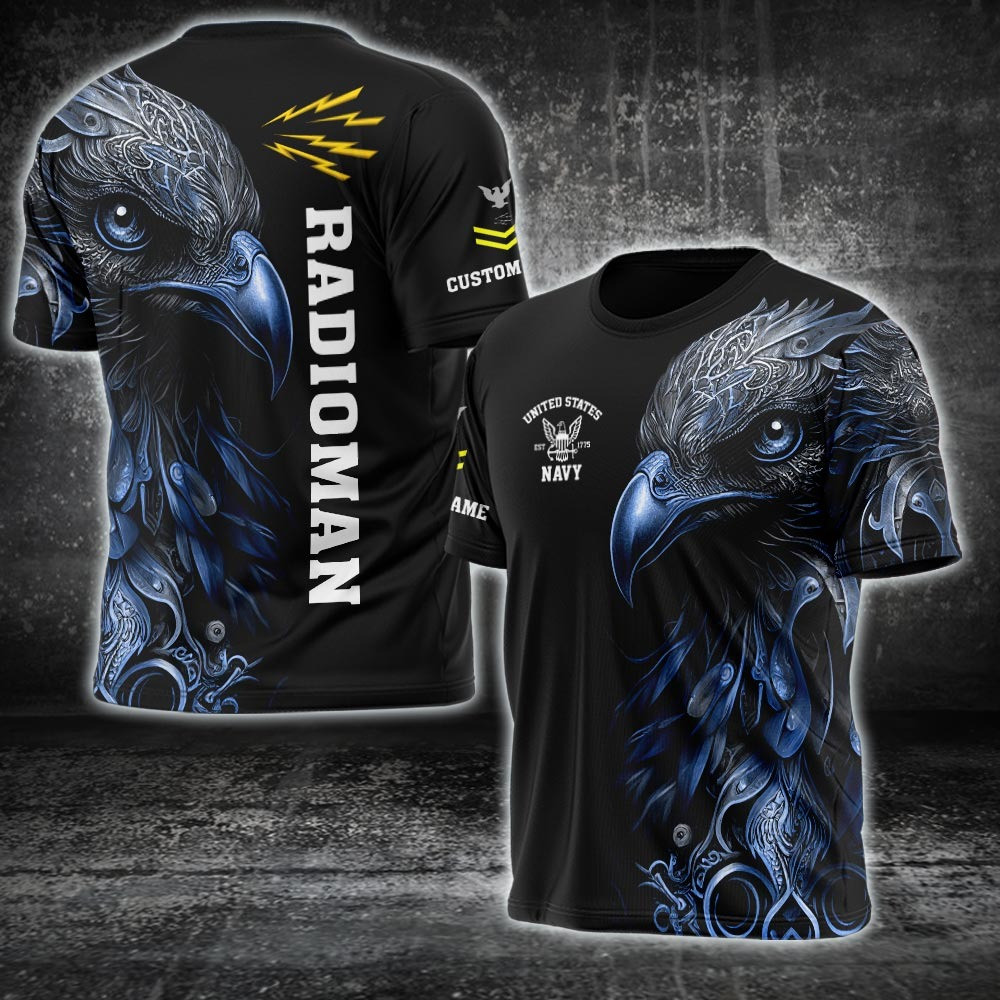 Custom US Navy Rating Shirt Radioman Eagle T-Shirt Proud Navy Patriotic Clothing Custom US Navy Rating Shirt Radioman Eagle T-Shirt Proud Navy Patriotic Clothing