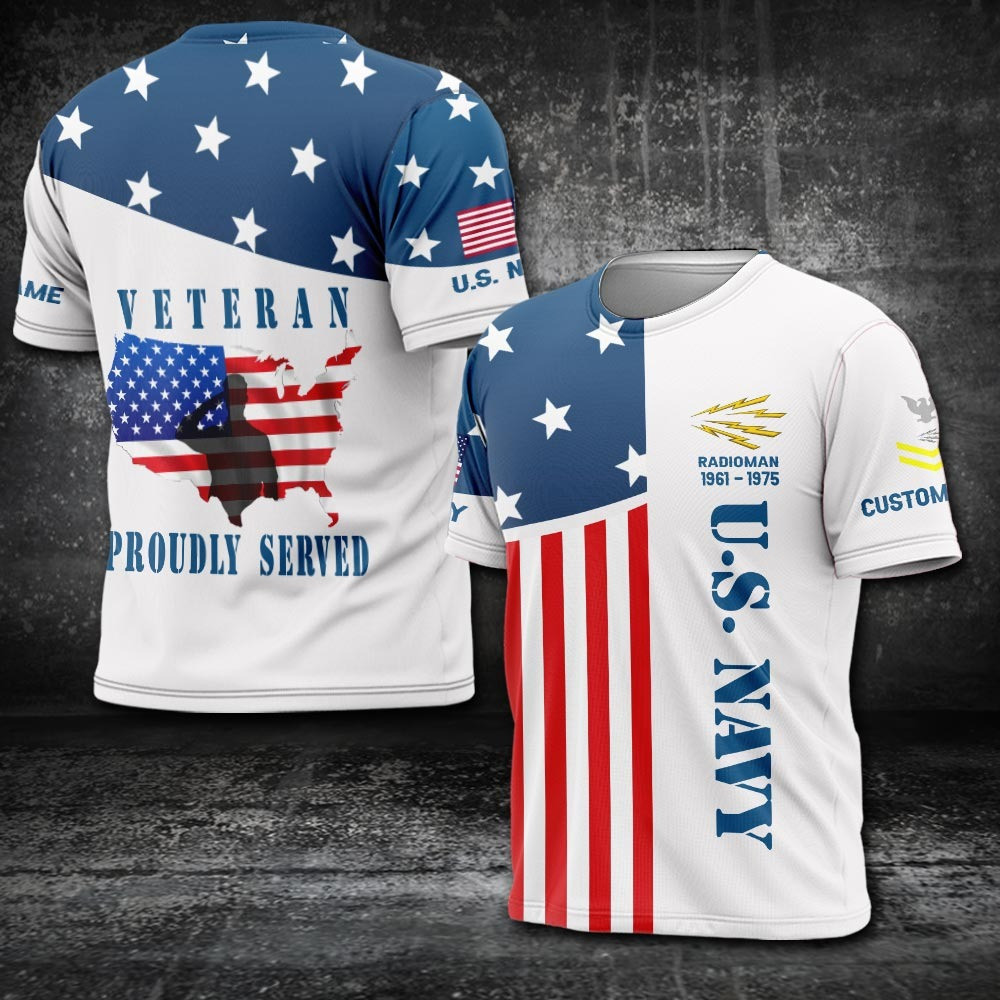 Custom US Navy Rating Shirt Radioman US Navy T-Shirt Proudly Served Veteran Merchandise Custom US Navy Rating Shirt Radioman US Navy T-Shirt Proudly Served Veteran Merchandise