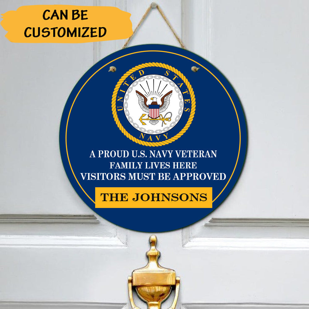 Custom U.S Navy Veteran Family Lives Here Door Sign Decor Best Gifts For Navy Veterans Custom U.S Navy Veteran Family Lives Here Door Sign Decor Best Gifts For Navy Veterans