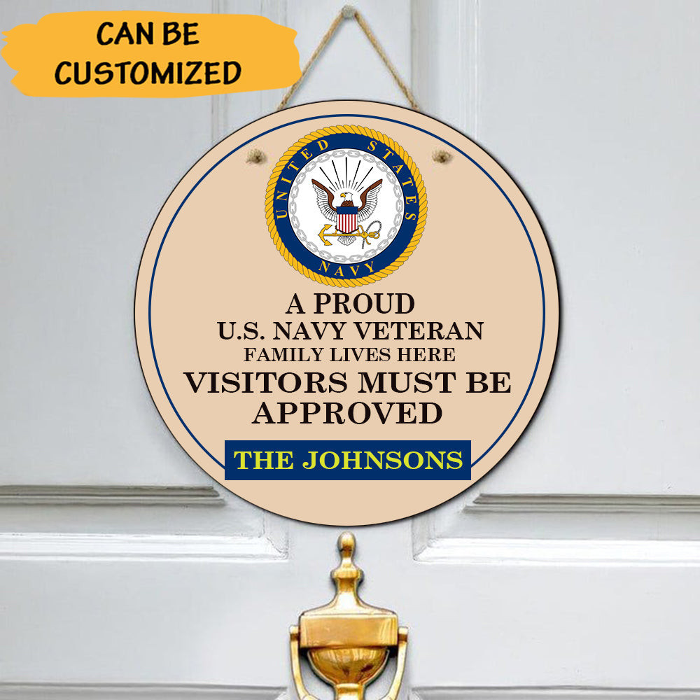 Custom US Navy Veteran Family Lives Here Door Sign USN Gift Ideas For Navy Veterans Custom US Navy Veteran Family Lives Here Door Sign USN Gift Ideas For Navy Veterans