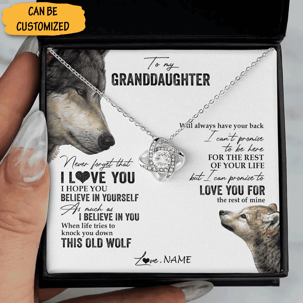 Custom Wolf To My Granddaughter Necklace Grandpa Sterling Silver Love Knot Pendant Great Granddaughter Necklace Custom Wolf To My Granddaughter Necklace Grandpa Sterling Silver Love Knot Pendant Great Granddaughter Necklace