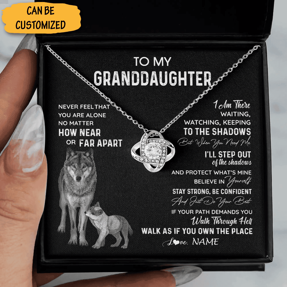 Custom Wolf To My Granddaughter Necklace Sterling Silver Love Knot Pendant Necklace Granddaughter Xmas Gifts Custom Wolf To My Granddaughter Necklace Sterling Silver Love Knot Pendant Necklace Granddaughter Xmas Gifts