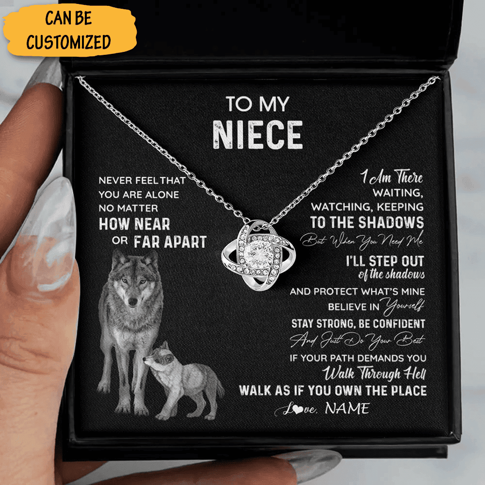 Custom Wolf To My Niece Necklace From Uncle Love Knot Necklace Keepsake Unique Christmas Gifts For Niece Custom Wolf To My Niece Necklace From Uncle Love Knot Necklace Keepsake Unique Christmas Gifts For Niece