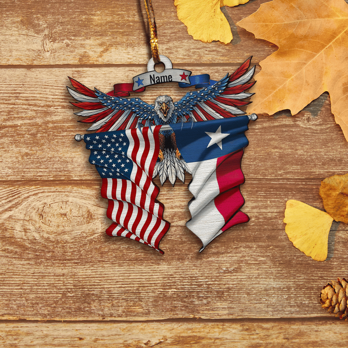 Customized Eagle American With Texas Flag Ornament Patriotic Texas Christmas Ornament Gifts