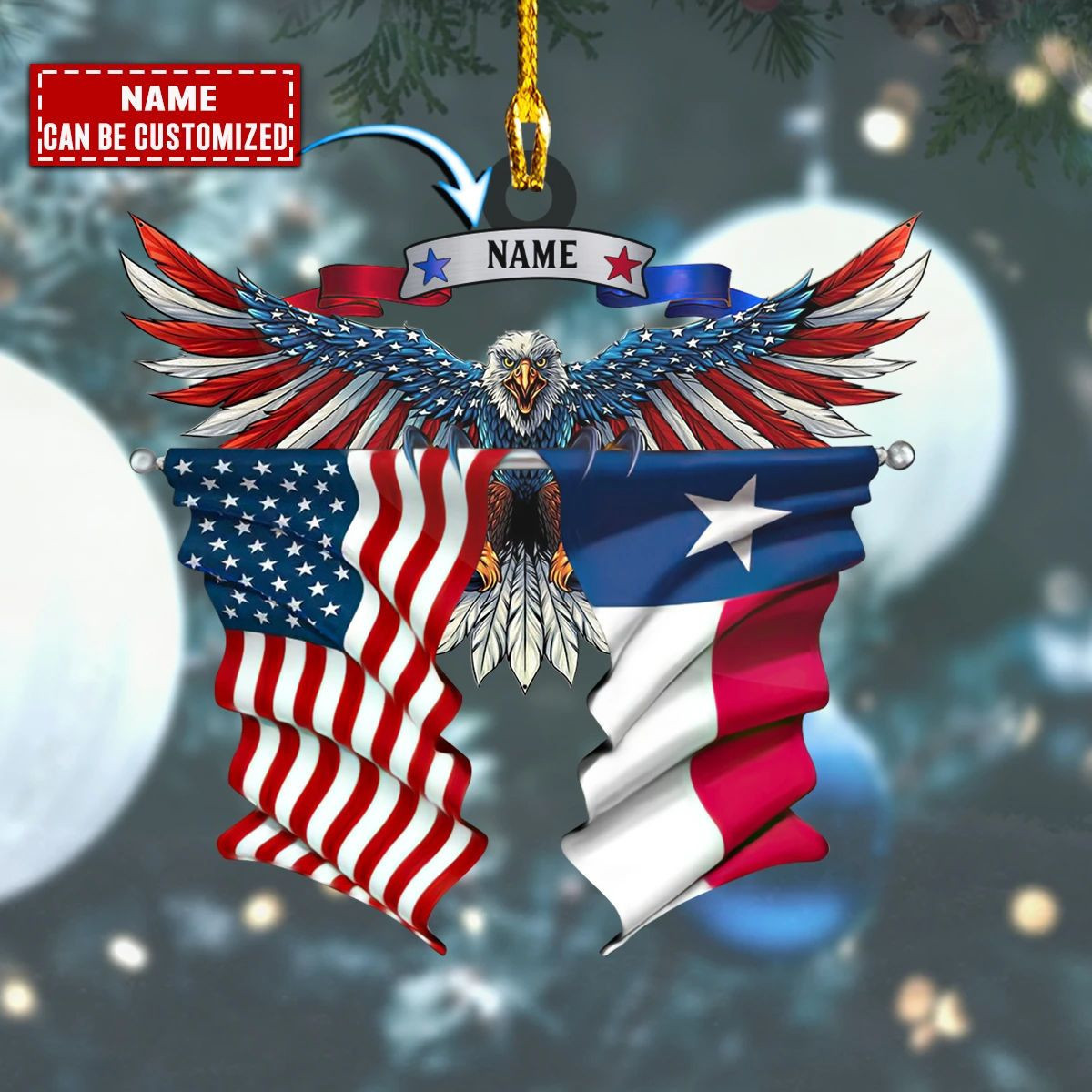 Customized Eagle American With Texas Flag Ornament Patriotic Texas Christmas Ornament Gifts Customized Eagle American With Texas Flag Ornament Patriotic Texas Christmas Ornament Gifts