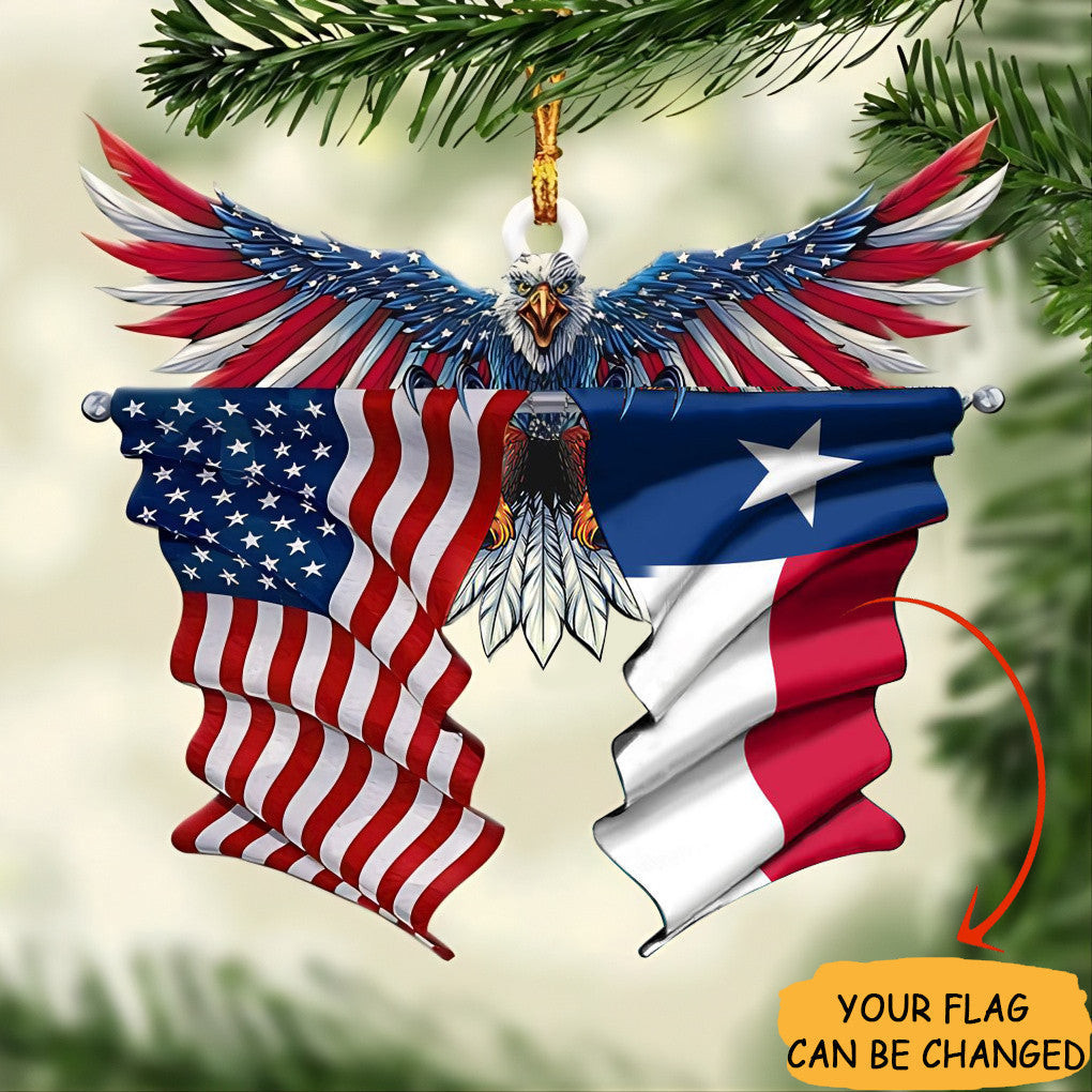 Customized Texas Flag American Eagle Ornament Patriotic Christmas Ornament Decorating Customized Texas Flag American Eagle Ornament Patriotic Christmas Ornament Decorating
