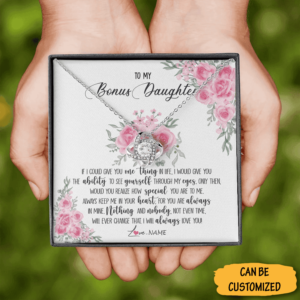Customized To My Bonus Daughter Necklace Sterling Silver Love Knot Necklace Bonus Daughter Gifts From Stepmom Customized To My Bonus Daughter Necklace Sterling Silver Love Knot Necklace Bonus Daughter Gifts From Stepmom