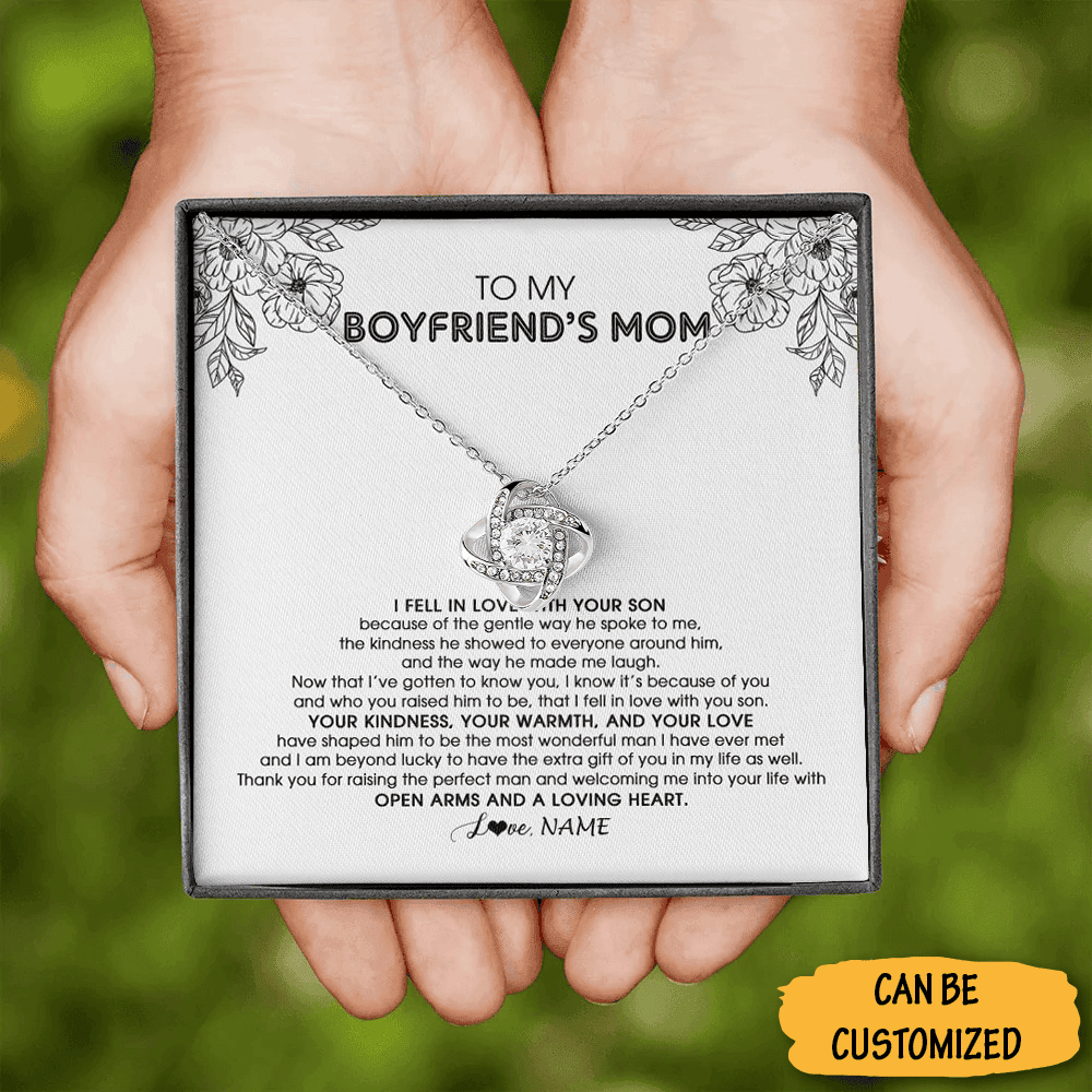 Customized To My Boyfriend's Mom Necklace Love Knot Silver Necklace Best Personalized Gifts For Boyfriends Mom Customized To My Boyfriend's Mom Necklace Love Knot Silver Necklace Best Personalized Gifts For Boyfriends Mom