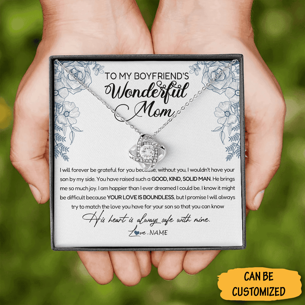 Customized To My Boyfriend's Wonderful Mom Necklace Love Knot Silver Necklace Birthday Gifts For Boyfriends Mum Customized To My Boyfriend's Wonderful Mom Necklace Love Knot Silver Necklace Birthday Gifts For Boyfriends Mum