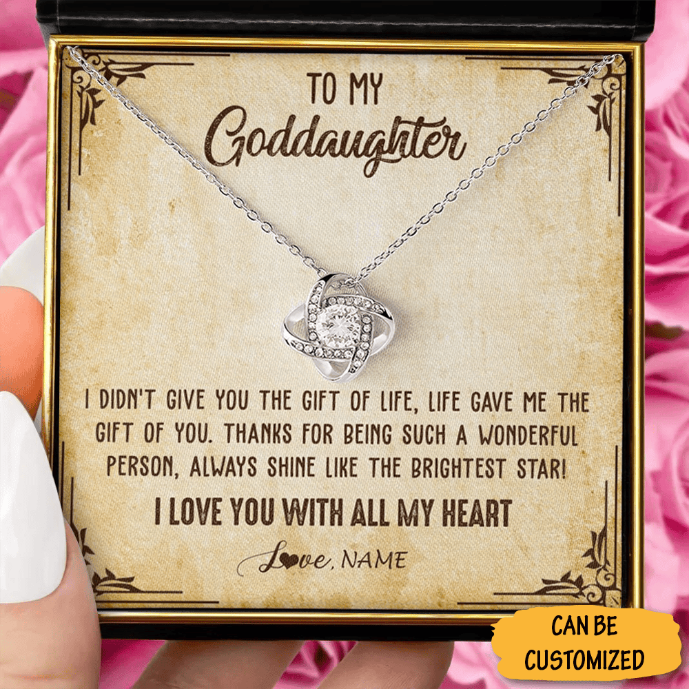 Customized To My Goddaughter Necklace Silver Love Knot Necklace God Daughter Christmas Presents