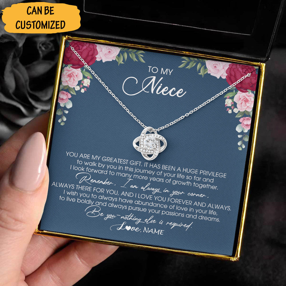 Customized To My Niece Love Knot Necklace Silver Love Knot Pendant Necklace Personalized Gifts For Niece Customized To My Niece Love Knot Necklace Silver Love Knot Pendant Necklace Personalized Gifts For Niece